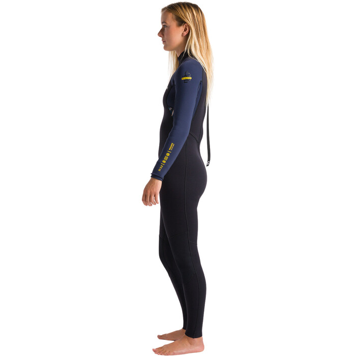 2024 C- Skins Womens NuWave Element 3/2mm Back Zip Wetsuit C-NEL32STW - Black / Slate / Saffron